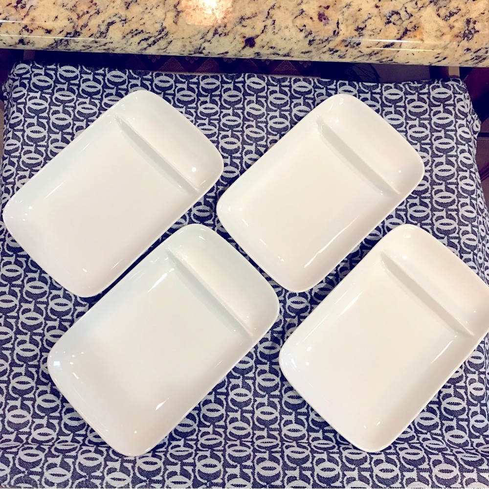 Sur La Table Appetizer Plates. Set of 4. White Porcelain. Perfect.